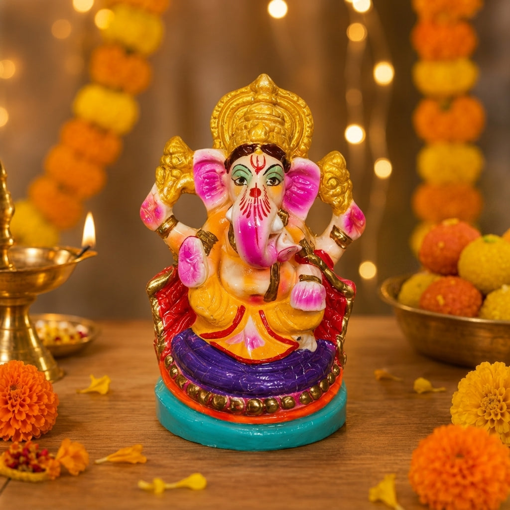 Ganesh Idol Eco Friendly - 6 inches