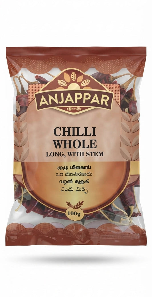 Anjappar Chilli Whole with Stalk-100g